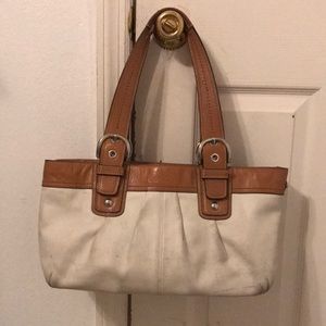 COACH white & tan purse/handbag